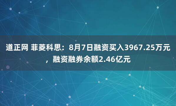 道正网 菲菱科思：8月7日融资买入3967.25万元，融资融券余额2.46亿元